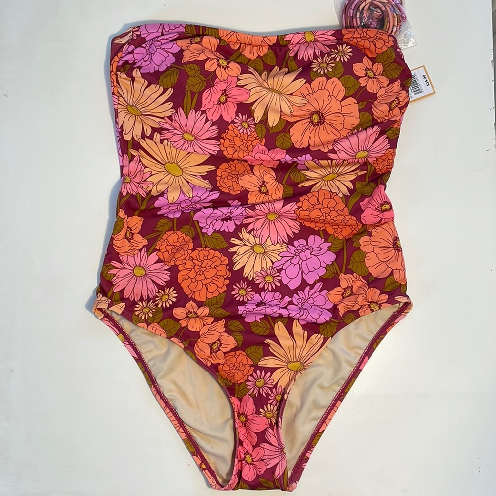 NWT Kona Sol High Coverage Bandeau one piece swimsuit